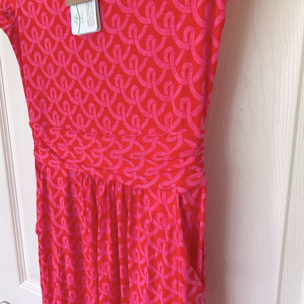 Boden Red Midi Dress Fit and Flare Crew Neck - Picture 4 of 5